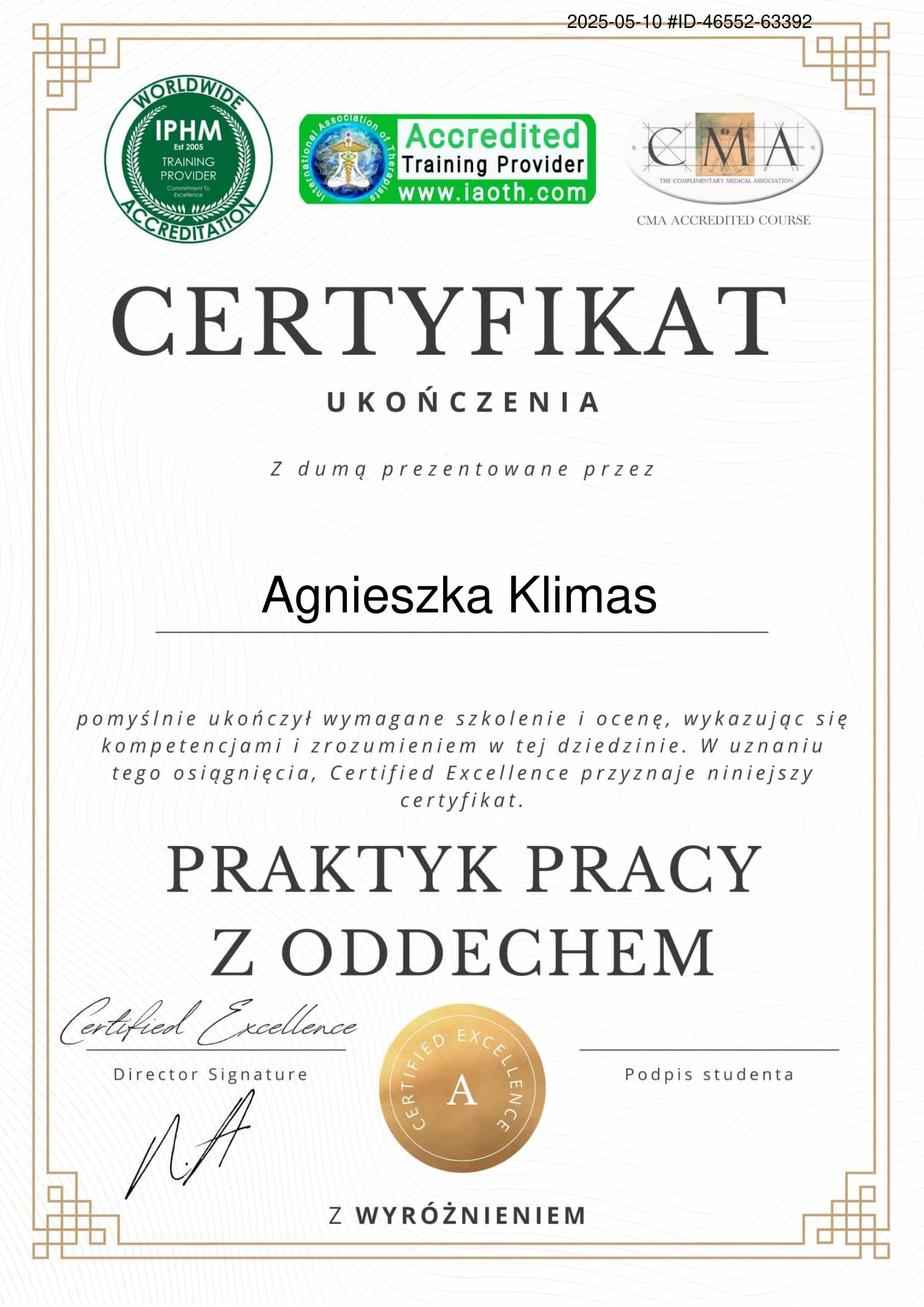 Obraz przedstawiający certyfikat