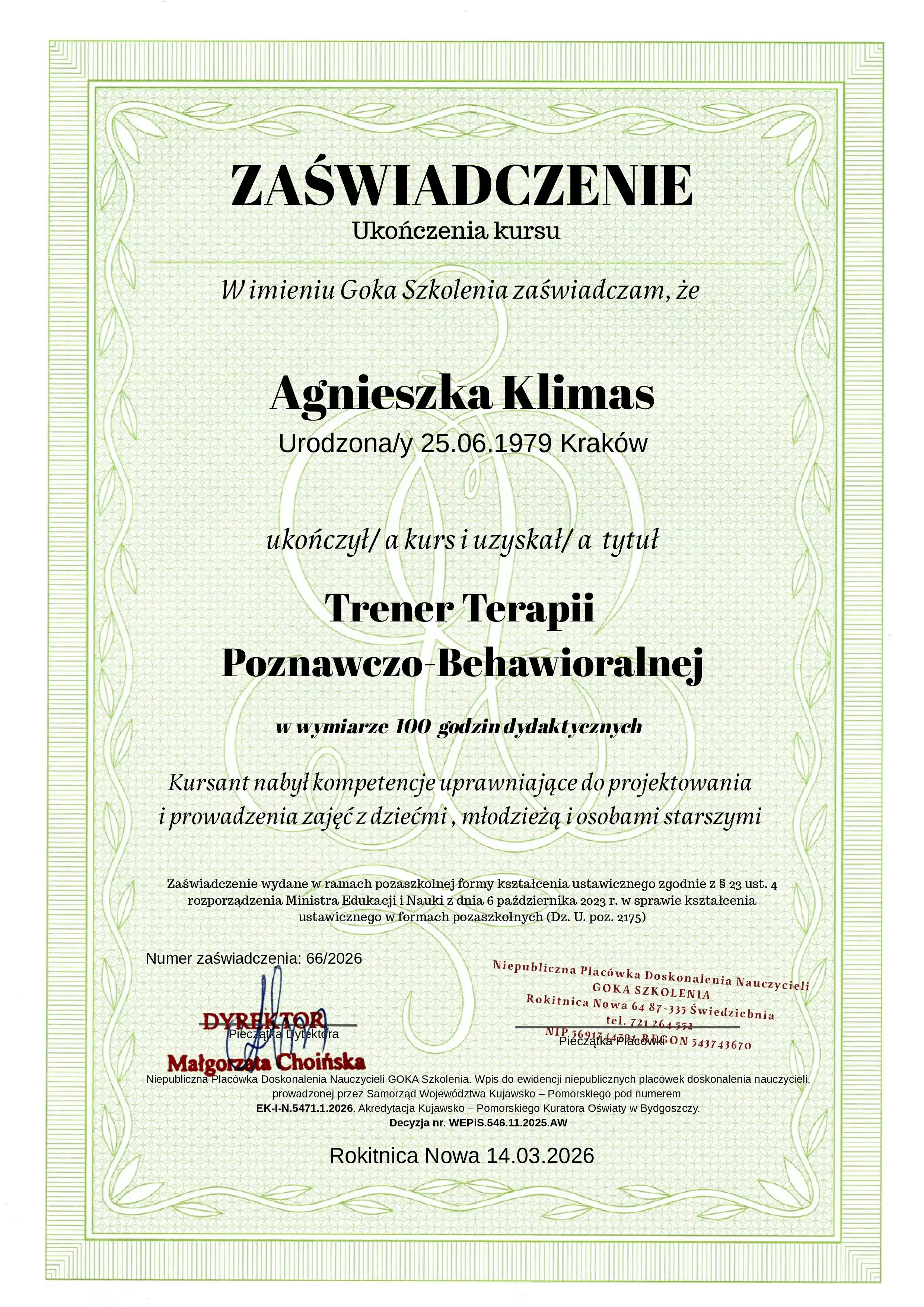 Obraz przedstawiający certyfikat