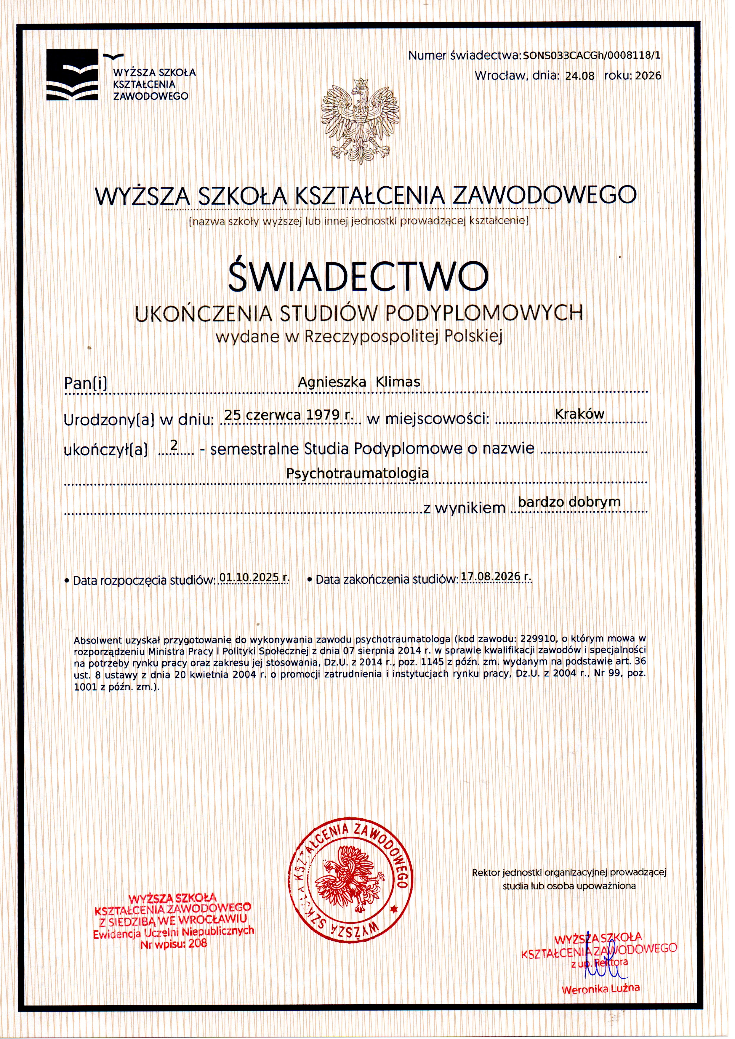 Obraz przedstawiający certyfikat